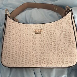 GUESS Beige Monogram Shoulder Bag
